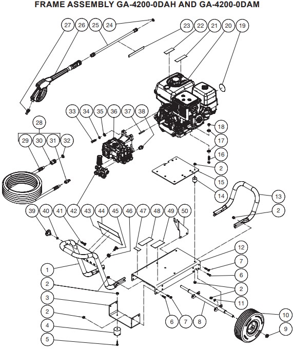 Grainger GA-4200-0DAH 822TN1 pressure washer parts and manual